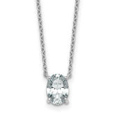 14k White Gold 1 carat Lab Grown Diamond VS/SI+ G+ Oval Complete Four Prong 18 inch Pendant Necklace