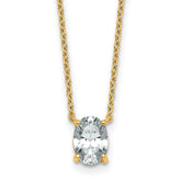 14k 1 carat Lab Grown Diamond VS+ F+ Oval Complete Four Prong 18 inch Pendant Necklace