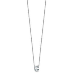 14k White Gold 1 1/2 carat Lab Grown Diamond VS/SI+ G+ Oval Complete Four Prong 18 inch Pendant Necklace