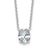 14k White Gold 1 1/2 carat Certified Lab Grown Diamond VS/SI+ G+ Oval Complete Four Prong 18 inch Pendant Necklace