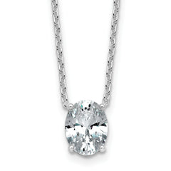 14k White Gold 1 1/2 carat Certified Lab Grown Diamond VS/SI+ G+ Oval Complete Four Prong 18 inch Pendant Necklace