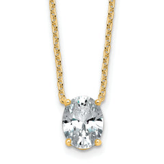 14k 1 1/2 carat Certified Lab Grown Diamond VS+ F+ Oval Complete Four Prong 18 inch Pendant Necklace