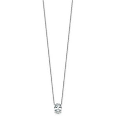 14k White Gold 2 carat Lab Grown Diamond VS/SI+ G+ Oval Complete Four Prong 18 inch Pendant Necklace