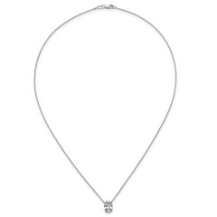 14k White Gold 2 carat Lab Grown Diamond VS/SI+ G+ Oval Complete Four Prong 18 inch Pendant Necklace