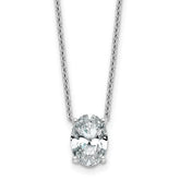 14k White Gold 2 carat Certified Lab Grown Diamond VS/SI+ G+ Oval Complete Four Prong 18 inch Pendant Necklace