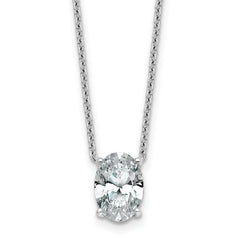 14k White Gold 2 carat Lab Grown Diamond VS/SI+ G+ Oval Complete Four Prong 18 inch Pendant Necklace