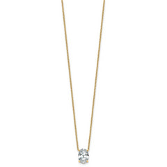 14k 2 carat Certified Lab Grown Diamond VS+ F+ Oval Complete Four Prong 18 inch Pendant Necklace