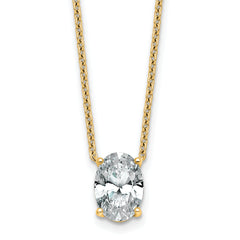 14k 2 carat Certified Lab Grown Diamond VS+ F+ Oval Complete Four Prong 18 inch Pendant Necklace
