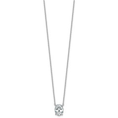 14k White Gold 2 1/2 carat Certified Lab Grown Diamond VS/SI+ G+ Oval Complete Four Prong 18 inch Pendant Necklace