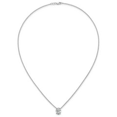 14k White Gold 2 1/2 carat Certified Lab Grown Diamond VS/SI+ G+ Oval Complete Four Prong 18 inch Pendant Necklace