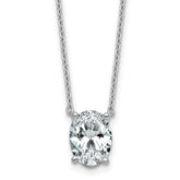 14k White Gold 2 1/2 carat Lab Grown Diamond VS/SI+ G+ Oval Complete Four Prong 18 inch Pendant Necklace