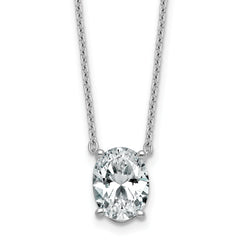 14k White Gold 2 1/2 carat Certified Lab Grown Diamond VS/SI+ G+ Oval Complete Four Prong 18 inch Pendant Necklace
