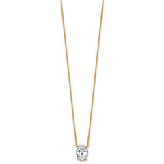 14k 2 1/2 carat Lab Grown Diamond VS+ F+ Oval Complete Four Prong 18 inch Pendant Necklace