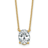 14k 2 1/2 carat Lab Grown Diamond VS+ F+ Oval Complete Four Prong 18 inch Pendant Necklace