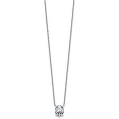 14k White Gold 3 carat Certified Lab Grown Diamond VS/SI+ G+ Oval Complete Four Prong 18 inch Pendant Necklace