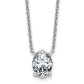 14k White Gold 3 carat Certified Lab Grown Diamond VS/SI+ G+ Oval Complete Four Prong 18 inch Pendant Necklace