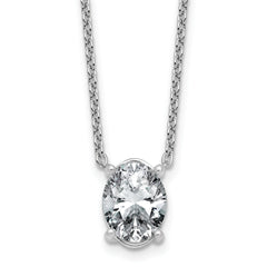 14k White Gold 3 carat Certified Lab Grown Diamond VS/SI+ G+ Oval Complete Four Prong 18 inch Pendant Necklace