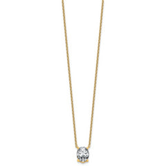 14k 3 carat Lab Grown Diamond VS+ F+ Oval Complete Four Prong 18 inch Pendant Necklace