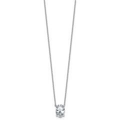 14k White Gold 3 1/2 carat Lab Grown Diamond VS/SI+ G+ Oval Complete Four Prong 18 inch Pendant Necklace
