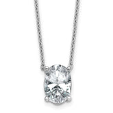 14k White Gold 3 1/2 carat Lab Grown Diamond VS/SI+ G+ Oval Complete Four Prong 18 inch Pendant Necklace