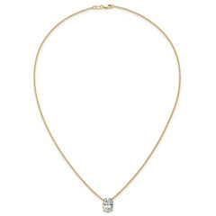 14k 3 1/2 carat Lab Grown Diamond VS+ F+ Oval Complete Four Prong 18 inch Pendant Necklace