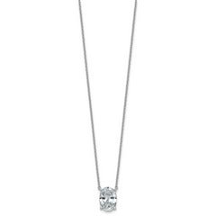 14k White Gold 4 carat Lab Grown Diamond VS/SI+ G+ Oval Complete Four Prong 18 inch Pendant Necklace