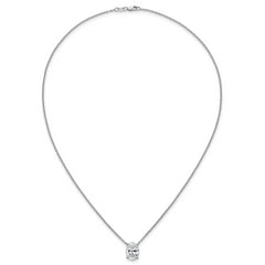 14k White Gold 4 carat Certified Lab Grown Diamond VS/SI+ G+ Oval Complete Four Prong 18 inch Pendant Necklace