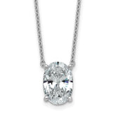 14k White Gold 4 carat Lab Grown Diamond VS/SI+ G+ Oval Complete Four Prong 18 inch Pendant Necklace