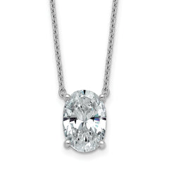 14k White Gold 4 carat Certified Lab Grown Diamond VS/SI+ G+ Oval Complete Four Prong 18 inch Pendant Necklace