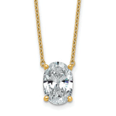 14k 4 carat Lab Grown Diamond VS+ F+ Oval Complete Four Prong 18 inch Pendant Necklace