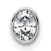 14k White Gold 1/4 carat Lab Grown Diamond VS+ F+ Oval Complete Bezel Set Chain Slide Pendant