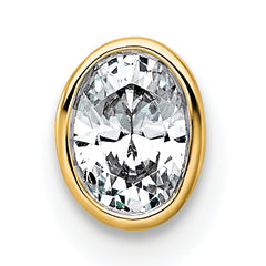 14k 1/4 carat Lab Grown Diamond VS+ F+ Oval Complete Bezel Set Chain Slide Pendant