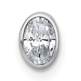 14k White Gold 1/3 carat Lab Grown Diamond VS+ F+ Oval Complete Bezel Set Chain Slide Pendant