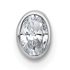 14k White Gold 1/3 carat Lab Grown Diamond VS+ F+ Oval Complete Bezel Set Chain Slide Pendant