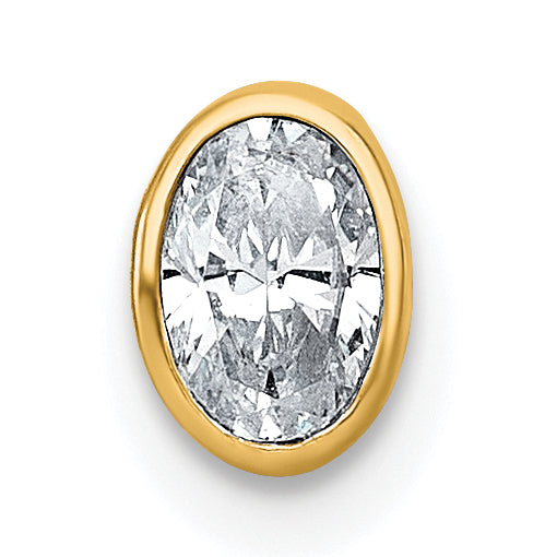 14ky 1/3ct Lab Grown Dia VS+ F+ Oval Comp Bezel Set Chain Slide Pendant