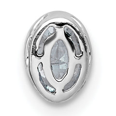 14k White Gold 3/8 carat Lab Grown Diamond VS+ F+ Oval Complete Bezel Set Chain Slide Pendant