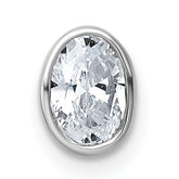 14k White Gold 1/2 carat Lab Grown Diamond VS+ F+ Oval Complete Bezel Set Chain Slide Pendant