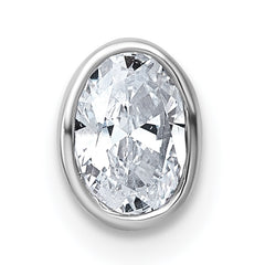 14k White Gold 1/2 carat Lab Grown Diamond VS+ F+ Oval Complete Bezel Set Chain Slide Pendant