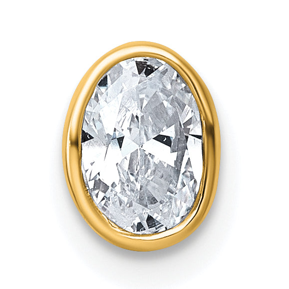 14k 1/2 carat Lab Grown Diamond VS+ F+ Oval Complete Bezel Set Chain Slide Pendant