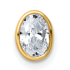 14k 1/2 carat Lab Grown Diamond VS+ F+ Oval Complete Bezel Set Chain Slide Pendant