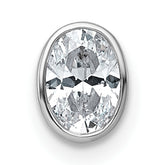 14k White Gold 5/8 carat Lab Grown Diamond VS+ F+ Oval Complete Bezel Set Chain Slide Pendant