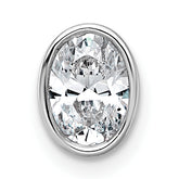 14k White Gold 3/4 carat Lab Grown Diamond VS+ F+ Oval Complete Bezel Set Chain Slide Pendant