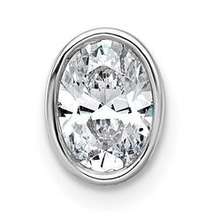 14kw 3/4ct Lab Grown Dia VS+ F+ Oval Complete Bezel Set Chain Slide Pendant