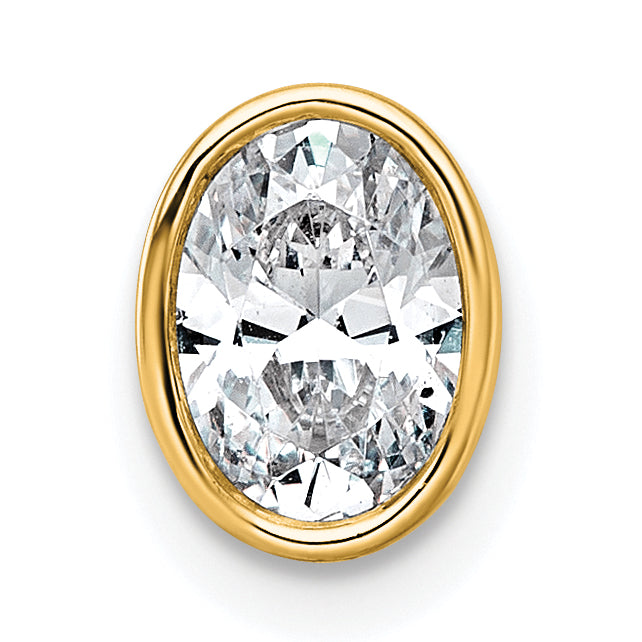 14k 3/4 carat Lab Grown Diamond VS+ F+ Oval Complete Bezel Set Chain Slide Pendant