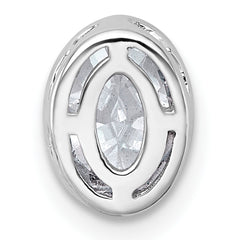 14k White Gold 1 carat Certified Lab Grown Diamond VS+ F+ Oval Complete Bezel Set Chain Slide Pendant