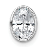 14k White Gold 1 carat Lab Grown Diamond VS+ F+ Oval Complete Bezel Set Chain Slide Pendant