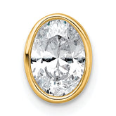 14k 1 carat Lab Grown Diamond VS+ F+ Oval Complete Bezel Set Chain Slide Pendant