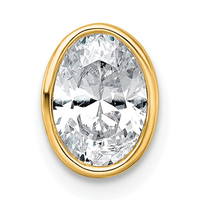 14k 1 carat Certified Lab Grown Diamond VS+ F+ Oval Complete Bezel Set Chain Slide Pendant