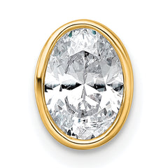 14k 1 carat Certified Lab Grown Diamond VS+ F+ Oval Complete Bezel Set Chain Slide Pendant