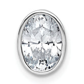 14k White Gold 1 1/2 carat Lab Grown Diamond VS+ F+ Oval Complete Bezel Set Chain Slide Pendant